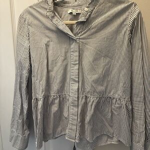 Madewell Black and White Striped Blouse